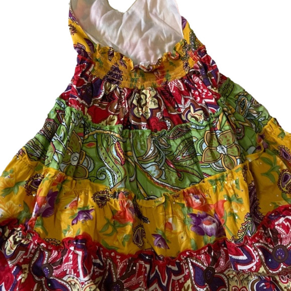 Halter sundress cotton 4 tiered multi color and pattern summer party size 2T - Picture 3 of 8